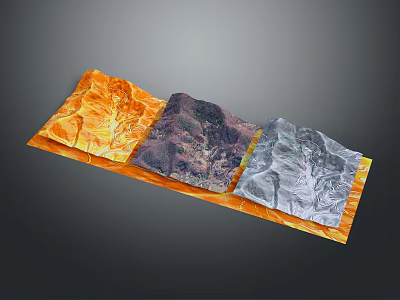 Diverse Scenic Landscapes Featuring Orange Purple Gray Rock Textures and Mountain Terrain 3d model
