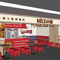 NICE Noodle Restaurant Interior With Handmade Noodles Red Tables Chairs And Menu Screens