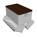 Foldable Storage Box Featuring Wooden Top And Metal Frame For Practical Use 3d model