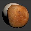 Fresh Wild Mushroom With Orange Red Cap And White Stem On Dark Background