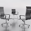 Modern Black Office Chair With High Back Armrests And Caster Wheels 3d model