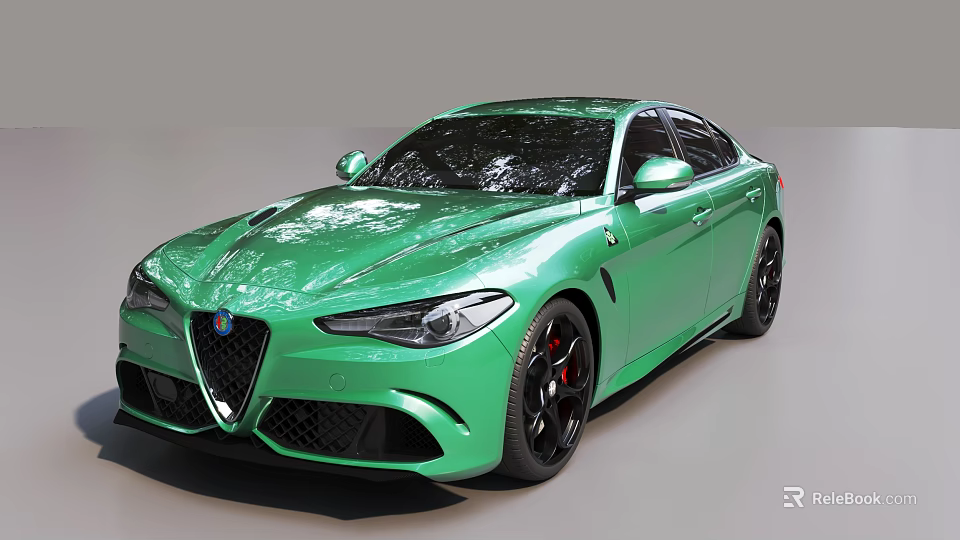 Green Sports Car With Sleek Design And Black Alloy Wheels 3d model 