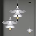 Modern Hanging Chandeliers Set Of Three With White Umbrella Shades And Spherical Bulbs