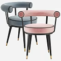 Stylish Velvet Dining Chairs With Round Seats Pink Blue Colors And Black Gold Legs