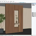 Modern Minimalist Entryway Design With Wooden Partition Green Plant And Vase