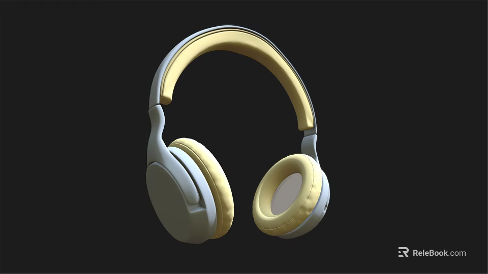 Modern Over Ear Headphones With Soft Yellow Ear Cushions And Sleek Design 3d model 