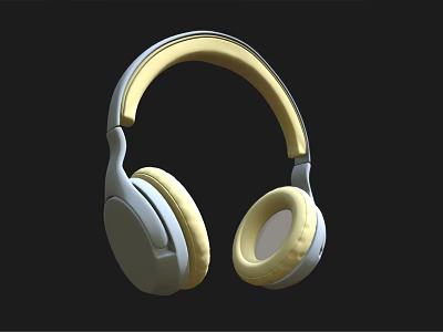 Modern Over Ear Headphones With Soft Yellow Ear Cushions And Sleek Design 3d model