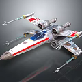 Red White Painted Starfighter Model With Multiple Engines And Laser Cannons 3d model