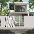 Modern single-family villa villa building door head 3d model