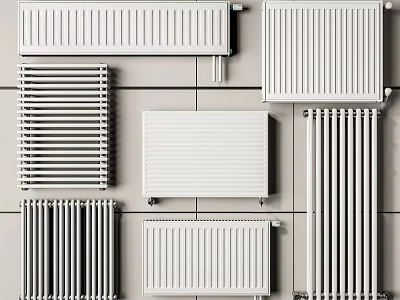 Various Types of Modern White Wall Mounted Radiators with Different Designs for Home Heating 3d model