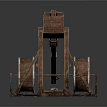 Ancient Wooden Weapon With Wheels Frame And Launch Arm Structure 3d model