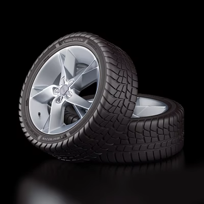 Alloy Wheel Equipped Tires On Black Background 3d model Alloy Wheel Equipped Tires On Black Background 3d model