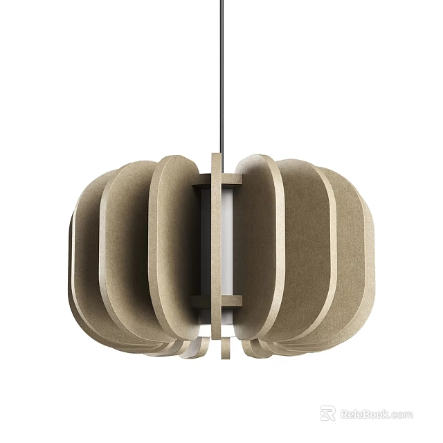 Modern Round Chandelier with Curved Wooden Blades and Sleek Contemporary Design 3d model 