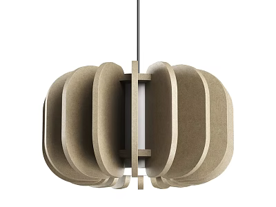 Modern Round Chandelier with Curved Wooden Blades and Sleek Contemporary Design 3d model