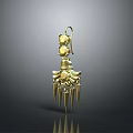 Elegant Golden Decorative Earring With Shiny Gemstones And Spiked Tassel Design