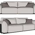 Modern Light Gray Double Sofa With Plush Cushions And Sleek Design 3d model