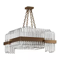Modern Crystal Chandelier With Brass Hanging Chains Metal Frame And Rectangular Crystal Prisms