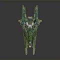 Green Metallic Sci Fi Spaceship Model With Detailed Futuristic Design And Wings