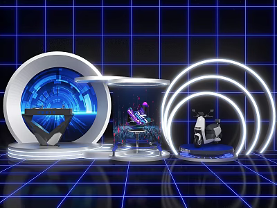 Science and Technology Future Activity Roadshow pop-up shop Motorcycle Conference Small Stage Display US-Chen Photo Card Pickup Area Game Interaction Area DJ Desk 3d model