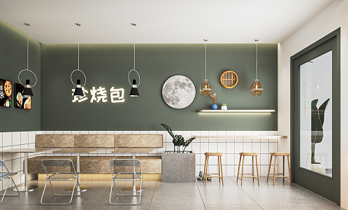 Modern Milk Tea Shop, Fast Food Shop, Snack Shop, Food Card Seat, Dining Table, Chair, Table and Chair 3d model