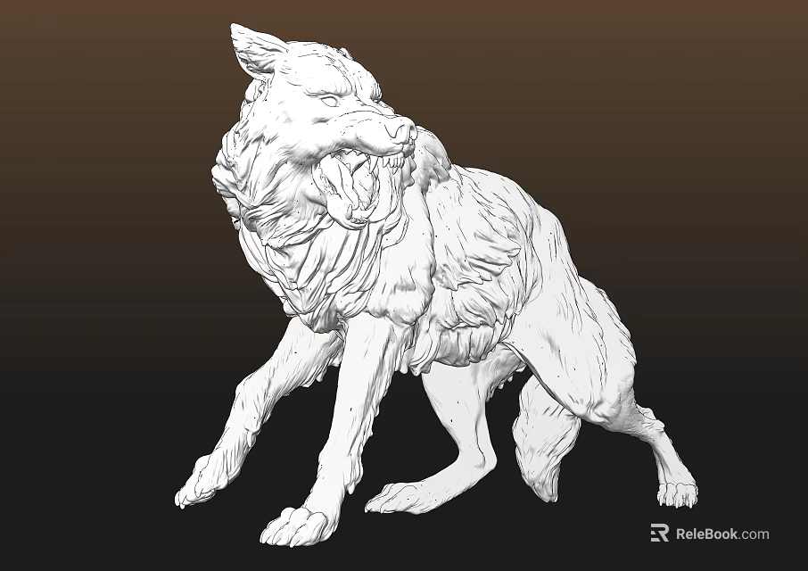 White Reptile Sculpture With Standing Pose And Intricate Textures On Gradient Background 3d model 