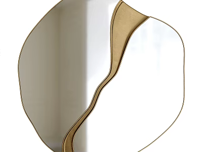 Modern Decorative Mirror With Unique Irregular Shape And Gold Frame For Home Decor 3d model