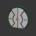 Modern Round Furniture With Gray Frame White Panel Black Lines And Blue Accents