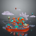 Fun Themed Kids Furniture Collection Featuring Carousel And Hot Air Balloons