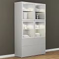 Modern White And Gray Entryway Side Cabinet With Glass Doors And Lighting
