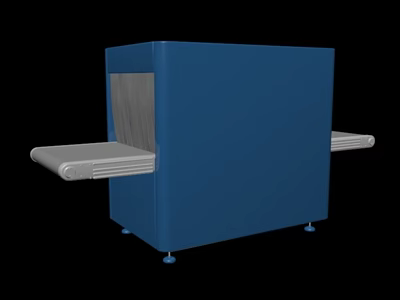 Commercial Equipment With Blue Main Body And Conveyor Belt For Item Inspection 3d model