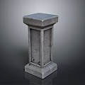 Concrete Architectural Column With Gray Textured Surface Square Top And Base 3d model