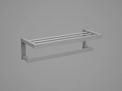 Sleek Metal Towel Rack Bathroom Accessories with Modern Wall Mount Design 3d model