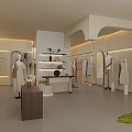Elegant Modern Clothing Store Interior With Mannequins Clothing Racks Display Tables and Plants