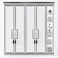 Modern White Wardrobe Interior With Open Storage Shelves And Golden Tassel Handles