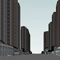 Modern High Rise Building Complex With Multiple Towers And Low Rise Structure 3d model
