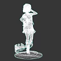 Felicia 3D Model Anime Character in School Uniform with Silver Hair and Name Base