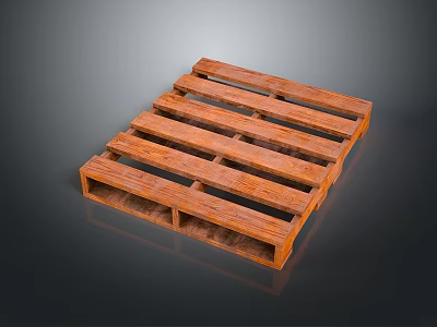 Sturdy Rustic Wooden Pallet Structure With Slatted Boards And Support Legs 3d model