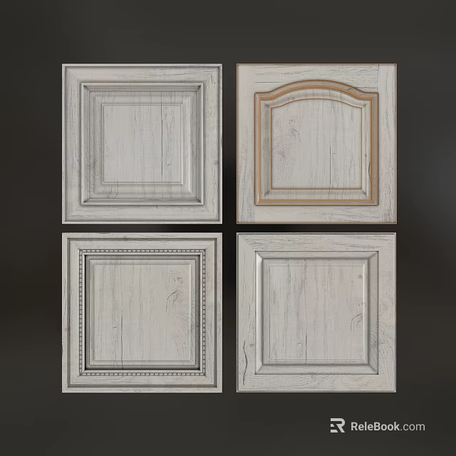White Wooden Cabinet Door Panels With Various Decorative Designs And Textures 3d model 