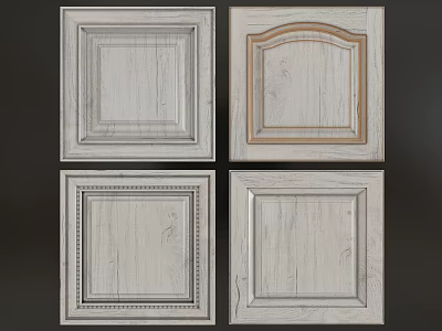 White Wooden Cabinet Door Panels With Various Decorative Designs And Textures 3d model