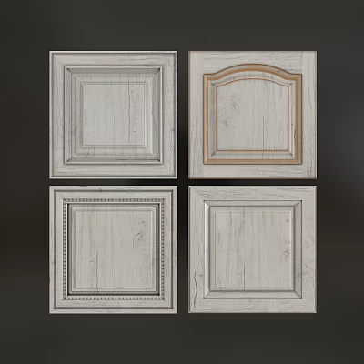 White Wooden Cabinet Door Panels With Various Decorative Designs And Textures 3d model