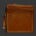Vintage Distressed Orange Leather Trunk With Leather Straps And Metal Locks