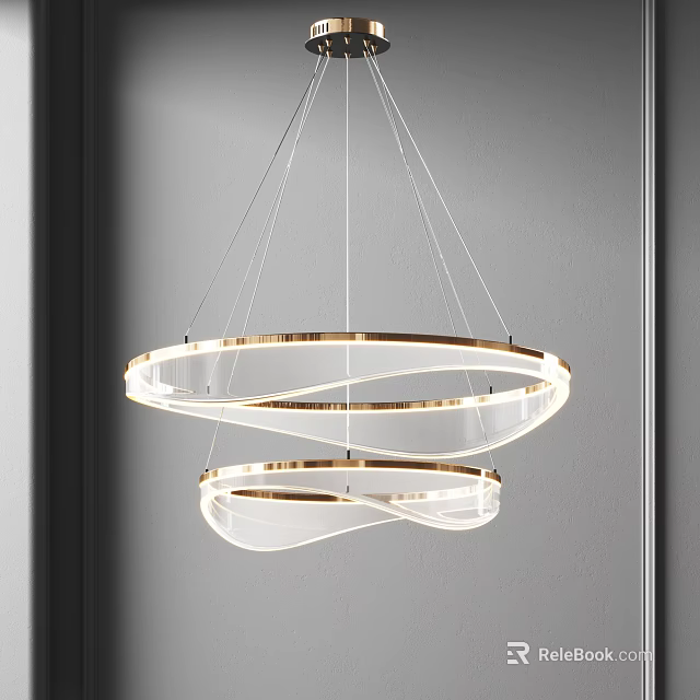 Contemporary Modern Chandelier Double Ring Design With Metal Frame And Transparent Soft Lighting 3d model 