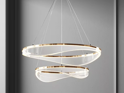 Contemporary Modern Chandelier Double Ring Design With Metal Frame And Transparent Soft Lighting 3d model
