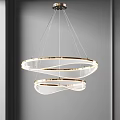 Contemporary Modern Chandelier Double Ring Design With Metal Frame And Transparent Soft Lighting