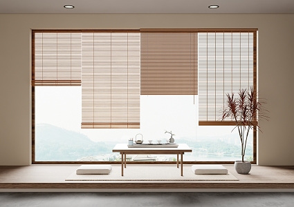 New Chinese Bamboo Curtain Roller Curtain 3d model