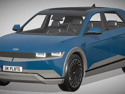 Hyundai Modern Blue SUV with Black Roof UK Plate and Stylish Black Wheels 3d model