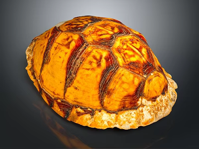Shiny Orange Brown Tortoise Shell With Detailed Patterned Texture On Dark Background 3d model