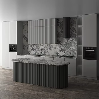Jane European solid wood cabinet open kitchen 3d model