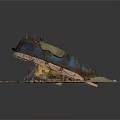 Vintage Rusty Blue Water Transport Vehicle With Canvas Cover And Wooden Frame