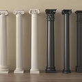 White And Black Columns In Various Classical Modern Styles For Architectural Decoration 3d model